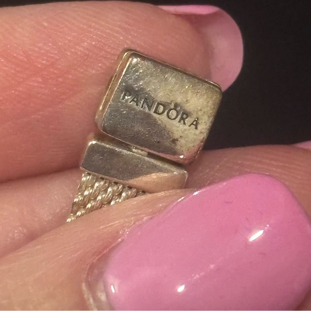 Pandora Silver Mesh Bracelet with Pavé Disc - Picture 5 of 14